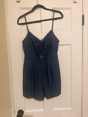 Old Navy Blue Denim-Style Tie Detail Romper